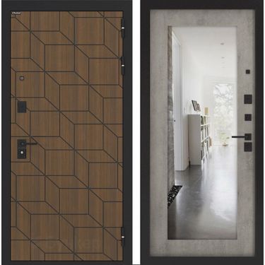 Дверь БН-03 Ларче орех с зеркалом ФЛЗ-603 - Бетон серый