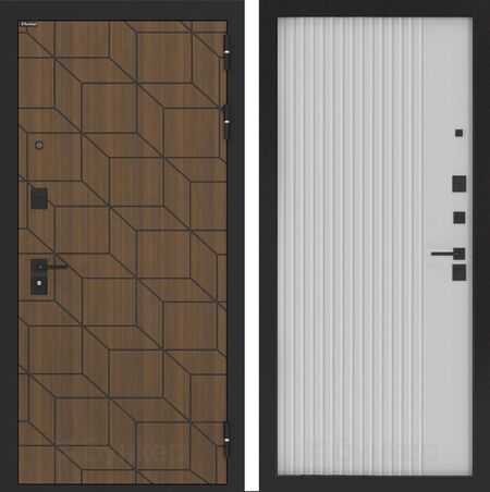 Входная дверь БН-03 Ларче орех панель Хомс - Белый софт рельеф