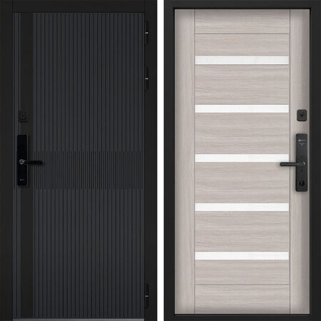 Входная дверь Command Doors Cyber matrix grey 18SP Белая Лиственница