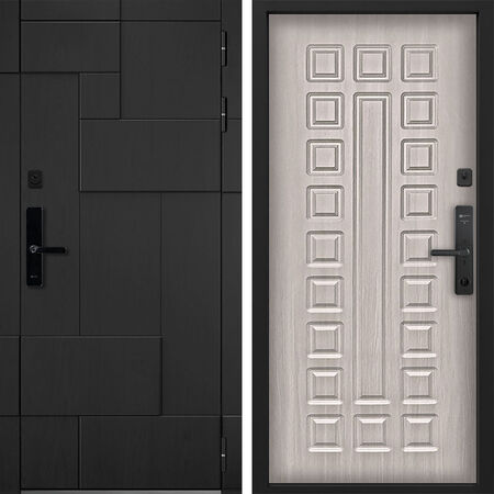 Входная дверь Command Doors Cyber tetris black 01 Белая лиственница