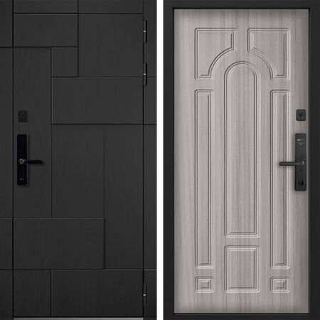 Входная дверь Command Doors Cyber tetris black 17.02 Сандал Белый
