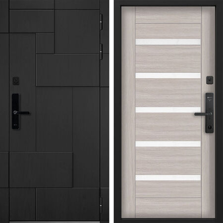 Входная дверь Command Doors Cyber tetris black 18SP Белая Лиственница