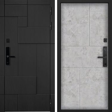 Дверь Command Doors Cyber tetris black 38 Бетон молочный