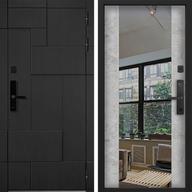 Дверь Command Doors Cyber tetris black 3z бетон молочный