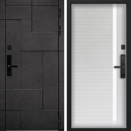 Входная дверь Command Doors Cyber tetris grey 30Б белый матовый