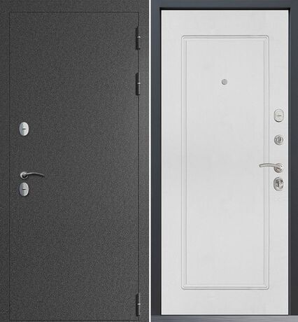 Входная дверь Command Doors Сибирь термо графит букле 38.02 Белый матовый