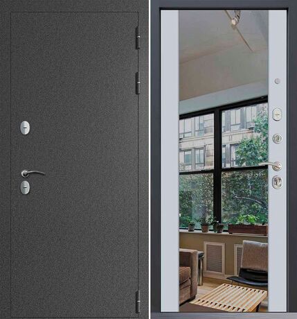 Входная дверь Command Doors Сибирь термо графит букле 3Z Белый Матовый