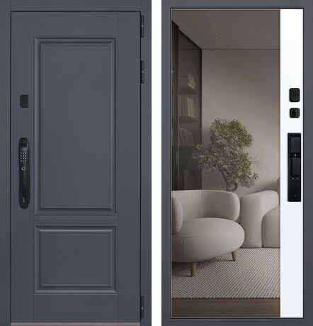 Входная дверь АСД Ledo с зеркалом (биометрический замок Smart lock DZ 888)