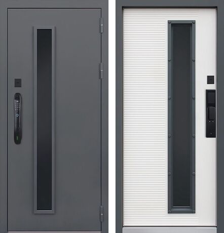 Входная дверь АСД Trento с окном (терморазрыв 3к) (биометрический замок Smart lock DZ 888)
