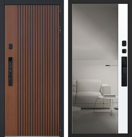 Входная дверь АСД Velvet с зеркалом (биометрический замок Smart lock К06)