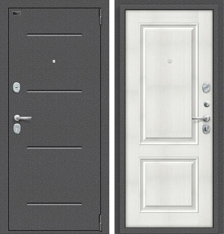 Входная дверь Браво Porta S 104.К32 Антик Серебро и Bianco Veralinga