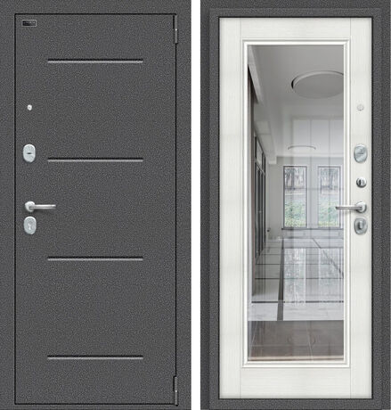 Входная дверь Браво Porta S 104.П61 Антик Серебро и Bianco Veralinga