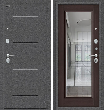 Входная дверь Браво Porta S 104.П61 Антик Серебро и Wenge Veraling