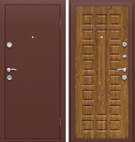 Входная дверь Браво Йошкар Антик Медь и П-17 (Золотистый Дуб)