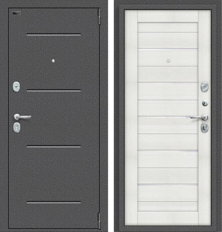Входная дверь Браво Porta S 104.П22 Антик Серебро и Bianco Veralinga