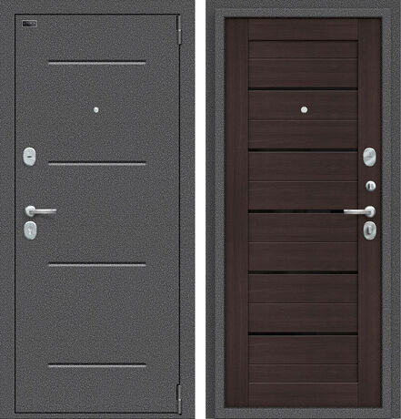 Входная дверь Браво Porta S 104.П22 Антик Серебро и Wenge Veralinga