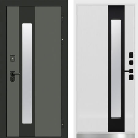 Входная дверь Termo-door Арктика Графит Белый софт Белый короб изнутри