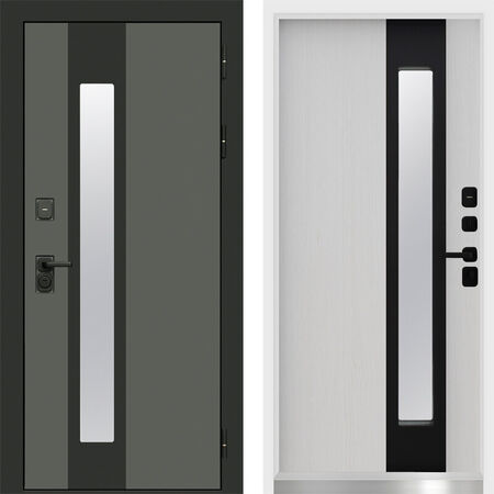 Входная дверь Termo-door Арктика Графит Лиственница Белый короб изнутри