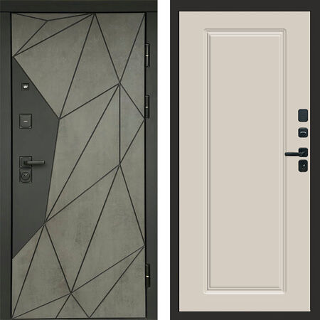 Входная дверь Termo-door Геометрия Бетон Гранд слоновая кость