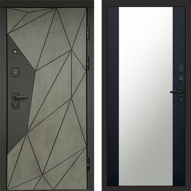 Дверь Termo-door Геометрия Бетон Зеркало черный кварц+тонировка