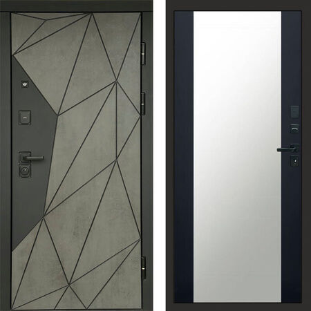 Входная дверь Termo-door Геометрия Зеркало черный кварц+тонировка