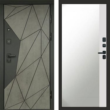 Дверь Termo-door Геометрия Бетон Зеркало фацет белый софт
