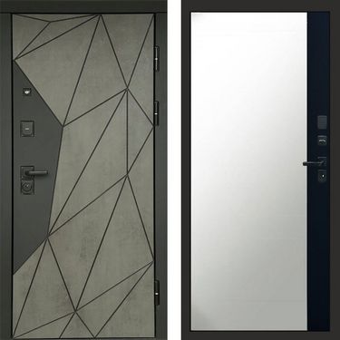 Дверь Termo-door Геометрия Бетон Зеркало фацет черный кварц