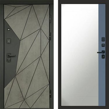 Дверь Termo-door Геометрия Бетон Зеркало фацет grey софт