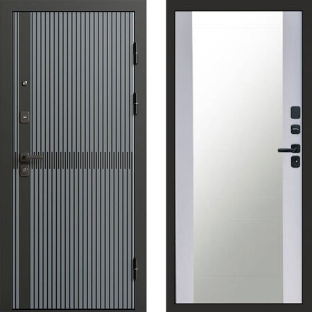 Входная дверь Termo-door Граунд грей Зеркало белый софт