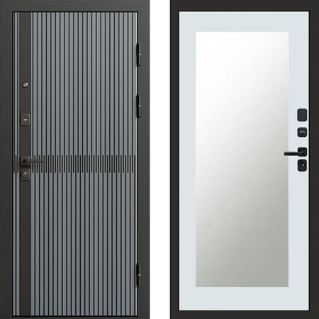 Входная дверь Termo-door Граунд грей Зеркало триумф белый софт
