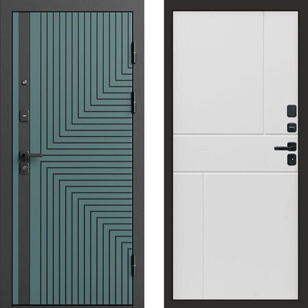 Входная дверь Termo-door Квантум velutto verde Горизонт белый