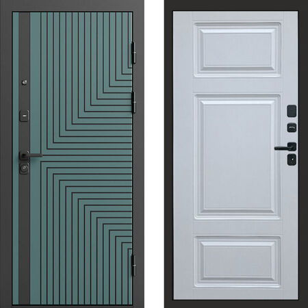 Входная дверь Termo-door Квантум velutto verde Лион белый софт