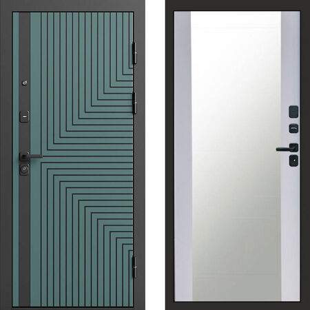 Входная дверь Termo-door Квантум velutto verde Зеркало белый софт