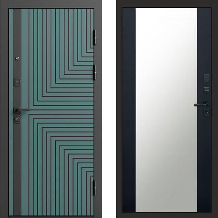 Входная дверь Termo-door Квантум velutto verde Зеркало черный кварц+тонировка