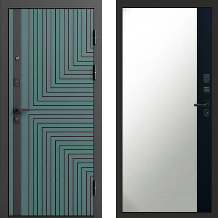 Входная дверь Termo-door Квантум velutto verde Зеркало фацет черный кварц