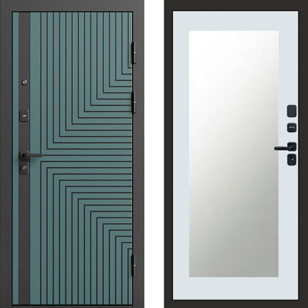 Входная дверь Termo-door Квантум velutto verde Зеркало триумф белый софт