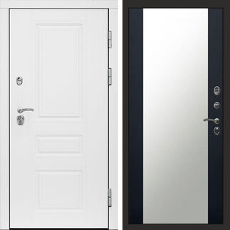 Входная дверь Termo-door Орегон White Зеркало черный кварц+тонировка