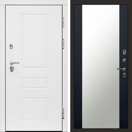 Входная дверь Termo-door Орегон White Зеркало черный кварц+тонировка