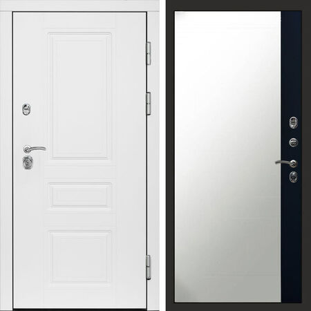 Входная дверь Termo-door Орегон White Зеркало фацет черный кварц