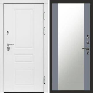 Входная дверь Termo-door Орегон White Зеркало grey софт