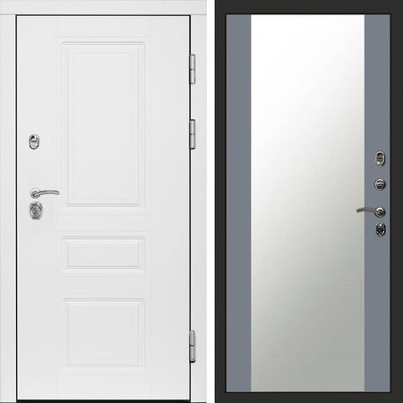 Входная дверь Termo-door Орегон White Зеркало grey софт
