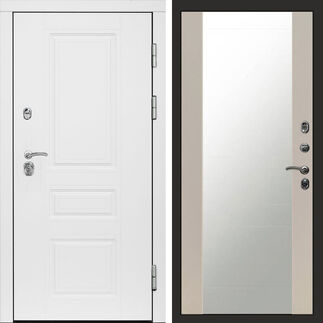 Входная дверь Termo-door Орегон White Зеркало слоновая кость
