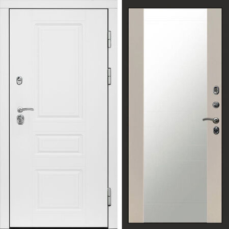 Входная дверь Termo-door Орегон White Зеркало слоновая кость