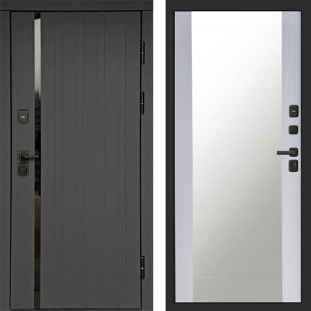 Входная дверь Termo-door Роял графит Зеркало белый софт