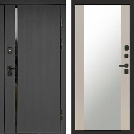 Входная дверь Termo-door Роял графит Зеркало слоновая кость