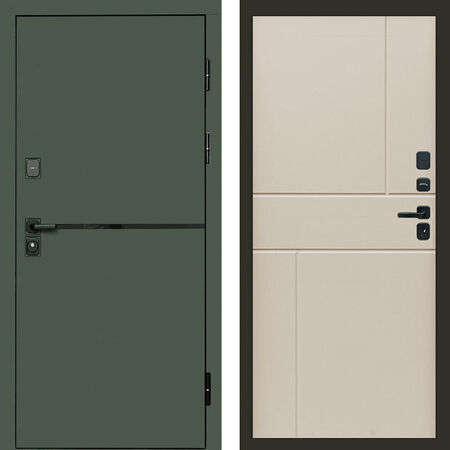 Входная дверь Termo-door Тренд грин Горизонт слоновая кость