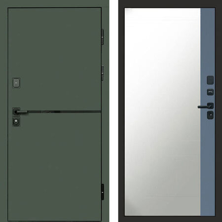 Входная дверь Termo-door Тренд грин Зеркало фацет grey софт
