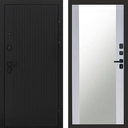 Входная дверь Termo-door Твист black Зеркало белый софт