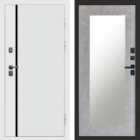 Входная дверь Termo-door White Line Зеркало триумф бетон светлый