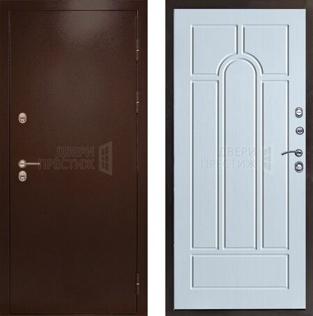 Входная дверь Termo-door Сибирь Антик медный Арка в цвете белое дерево с терморазрывом
